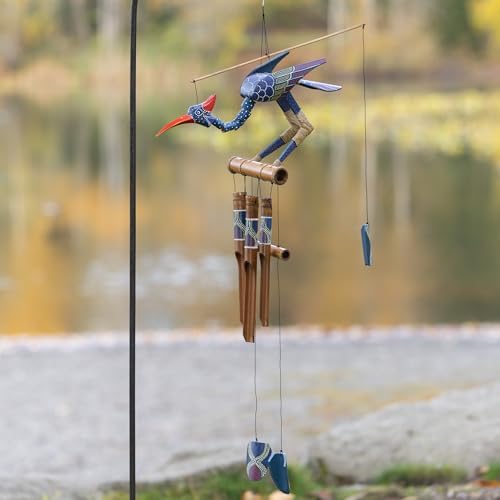 Cohasset Gifts Bamboo Wind Chimes | Natural Soothing Melodic Tones | Wood Outdoor Home Decor for Patio or Garden | Thoughtful Gift or Hang on Your Own Deck|#174P “Passion” Bobbing Head Bird Wind Chime - Image 3