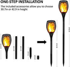 Gold Armour 2 Pack Solar Lights Upgraded - Flickering Flames Torch Solar Path Light - Dancing Flame Lighting 96 Led Dusk to Dawn Flickering Tiki Torches Outdoor Waterproof Garden - Image 2