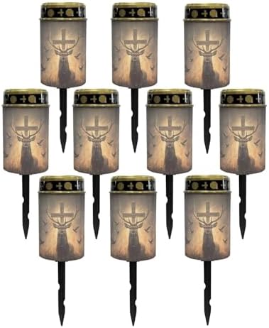 Poceacles 10 Pack Cross Solar Lights Outdoor for Cemetery Grave Solar Lights Outdoor Waterproof Decorative Flameless Candle for Cemetery Garden Backyard Outdoor Decor, Deer Cross Dove of Peace by Poceacles