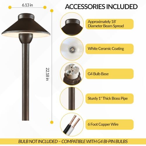 Outdoor Pathway Light – Low Voltage Landscaping Lighting (4 Pack) – Bronze - Image 2