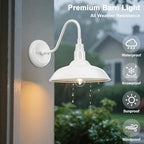 10 Inch Dome Outdoor Gooseneck Barn Light Fixture White Exterior Barn Wall Lantern, Farmhouse Porch Outside Wall Mount Lighting, Waterproof Outdoor Coach Wall Sconce for Garage, Patio - Image 7