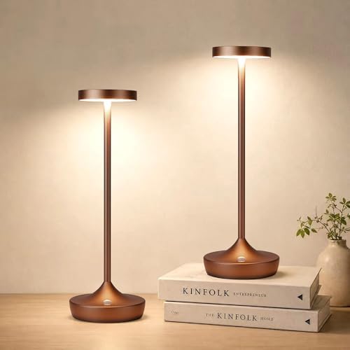 2 Pack Rechargeable Cordless Table Lamps 6000mAh LED Battery Table Light by YHT