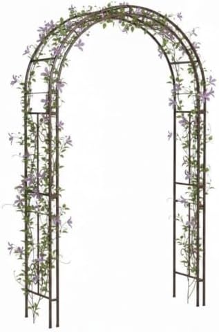 Plow & Hearth Arch Metal Outdoor Garden Arbor Montebello Gunmetal 7 Feet Tall, Steel Iron Trellis Lattice for Climbing Plants & Heavy Vines Wedding Arch Outdoor Patio Décor by EvergreenGarden