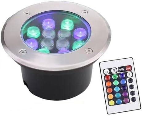 Ground LED Landscape Lamp, 12/24V Submersible Fountain Light, IP68 Waterproof Underwater Pond Spotlight, with Remote Control, for Pool Driveway Deck Yard,24v 3w by Unknown