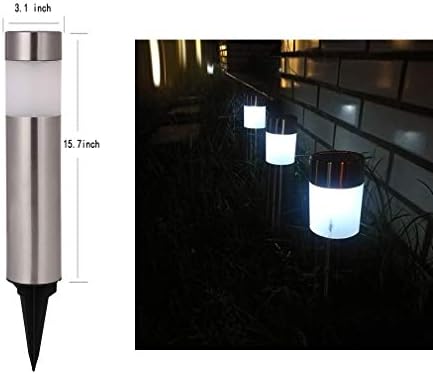 SUNWIND Solar Bollard Lights Outdoor - 6 Pack Stainless Steel Warm White LED Landscape Lights Waterproof Decorative Lighting for Backyard Lawn Patio - Image 3