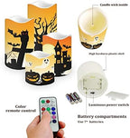 Halloween Flameless Candles with Remote Timer Real Wax Realistic Flickering Battery Operated LED Pillars with Pumpkin Castle Bat Spider Witch for Halloween Party Decorations - Image 3