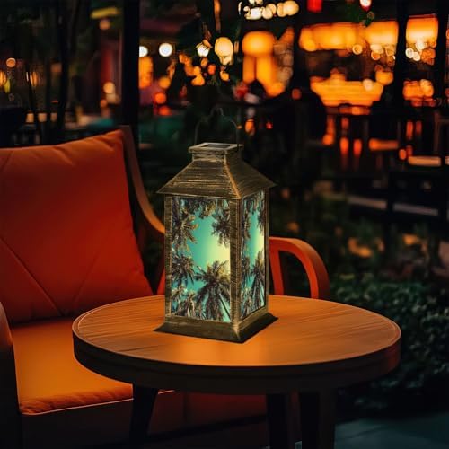 Solar Lantern Palm Trees Tropical Climate Coconut Landscape Outdoor Waterproof Hanging Solar Light Outside Lights for Patio Yard House Lawn Decor Birthday Gifts for Women Mom - Image 7