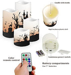 Halloween Flameless Candles with Remote Timer Real Wax Realistic Flickering Battery Operated LED Tealight Pillars with Pumpkin Castle Bat Spider Witch for Halloween Party Decorations - Image 3