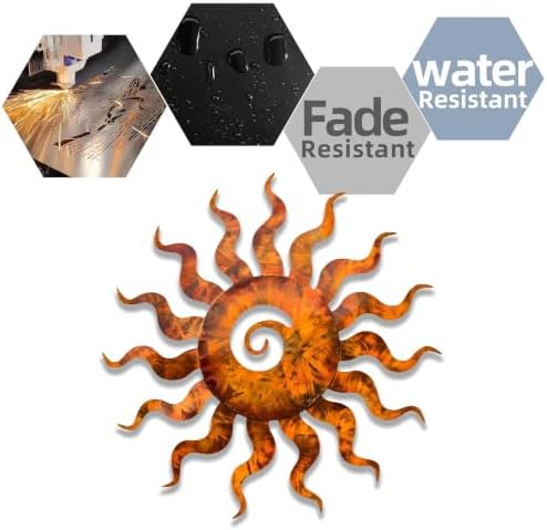 Sun Metal Wall Art Rustic Celestial Decor for Garden Patio Indoor Living Room Space Hanging Plaque Waterproof Heavy Duty Iron Sculptural Ornament (24 Inch) - Image 7