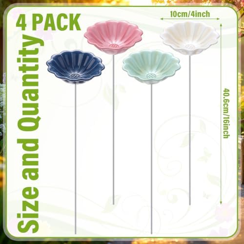 4 Pack Resin Flower Water Stations Cups Garden Stakes, Morandi, Elegant - Image 2