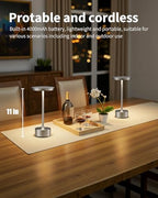 PUSU Rechargeable Table Lamps Set of 2, Nickel Cordless Portable Desk Lamp - Image 2