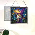 Magic Hat Gnome Stained Glass Suncatcher – Square Hanging Window Panel for Home or Greenhouse – Whimsical Glass Art Gift for Garden Lovers, Christmas, Halloween, Father Days OePCrS - Image 4