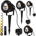 LED Outdoor Spot Lights,120V Landscape Lighting Outdoor Spotlight With Plug Cord , 2700K-6500K Stepless Dimmable Landscape Light with Timer and Remote for Yard Garden Pathway flag (18W, Pack, 4) by EAGLOD