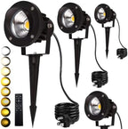 LED Outdoor Spot Lights,120V Landscape Lighting Outdoor Spotlight With Plug Cord , 2700K-6500K Stepless Dimmable Landscape Light with Timer and Remote for Yard Garden Pathway flag (18W, Pack, 4) by EAGLOD