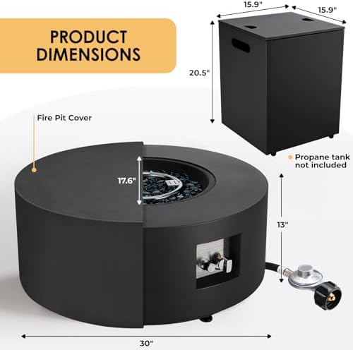 TLGREEN 30-Inch Round Propane Fire Pit Set, 50,000 BTU, 2-Piece - Image 3