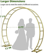 Queension 8Ft Wide 7Ft High Metal Wedding Arch for Ceremony Party, Gold - Image 2