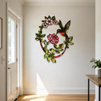 Hummingbird and Rose Metal Wall Art Floral Plaque Rustic Garden Decor for Living Room Porch Indoor Outdoor Hanging Ornament (16 Inch) - Image 5