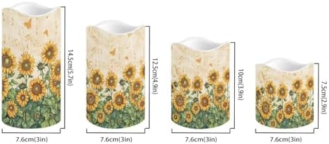 Flameless Candles Bulk Tea Lights Sunflower Battery Operated Candles with Remote and Timer for Home Living Room Table Decxoration Electric Pillar LED Candles Set of 4 Color Changing - Image 2