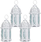 IMAGE 4PCS Candle Lanterns Metal Candle Holder with Transparent Glass Moroccan Decorative Hanging Lantern, 7x16cm, White - Image 2