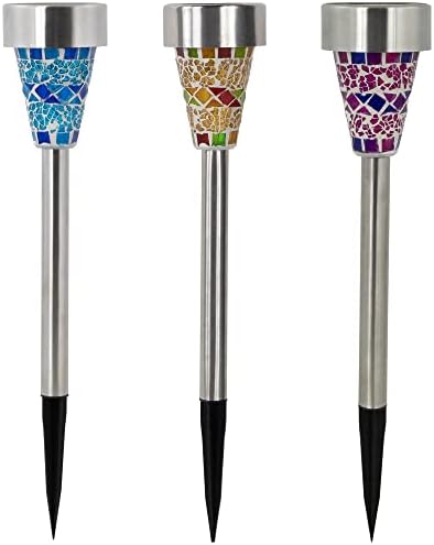Northlight 3 Mosaic Stained Glass Solar Powered LED Pathway Markers 15.5" - Image 2