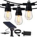 Brightech Ambience Hybrid Outdoor String Lights - Dual Plug and Solar Powered Waterproof LED Light String for Outside - 27 Ft, Soft White Edison Bulbs, for Camping, Patio, Cafe, Yard, Porch by Brightech