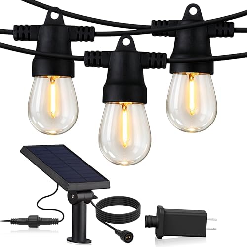 Brightech Ambience Hybrid Outdoor String Lights - Dual Plug and Solar Powered Waterproof LED Light String for Outside - 27 Ft, Soft White Edison Bulbs, for Camping, Patio, Cafe, Yard, Porch by Brightech