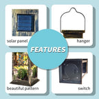 Solar Lantern Tree Stained Glass Brown Blue Clear Leaves Metal Outdoor Waterproof Garden Hanging Lantern Solar Powered Lighting Outside Table Lamp for Patio Deck Camping 1 Pack - Image 4