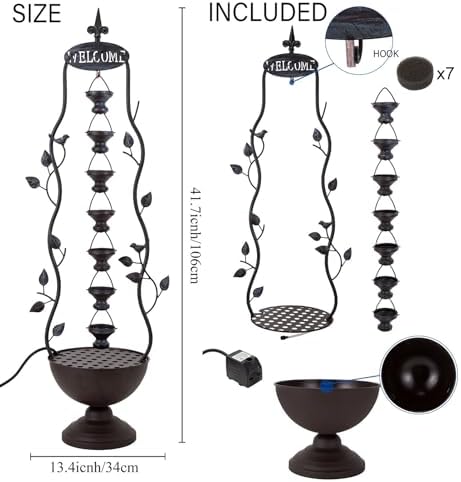 42" Outdoor Water Fountain 7-Tiers Cascading Garden Water Feature - Image 2