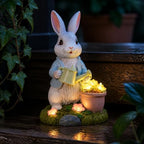 Solar Rabbit Garden Statue with Watering Can and Succulent Lights - Image 7