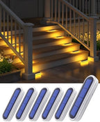 DetarZinLED Solar Step Lights Outdoor IP68 Waterproof 6 Pack Warm White Bar by DetarZinLED