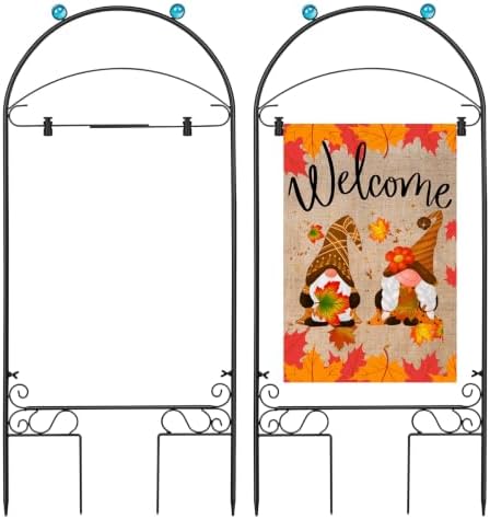 Liitrton 2 Pack Garden Flag Holder Stand Fits Max 14" x 25" Flags, Decorative Metal Yard Flag Holder for Outside Seasonal Holiday Christmas Garden Decor-Flag Not Include (Frog-Shaped,Black) by Liitrton