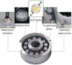 Submersible RGB LED Ring Fountain Light - IP68 Waterproof 12V-24V Stainless Steel Underwater Spotlight (RGB+Remote Control 12W(12V)) - Image 3