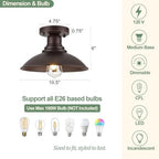 GOLDHILL 10.5" Semi Flush Mount Barn Light 2-Pack, Rust-Proof Metal Ceiling Fixture Set, Vintage Farmhouse Lighting for Garage, Porch & Mudroom, Damp Rated - Image 3