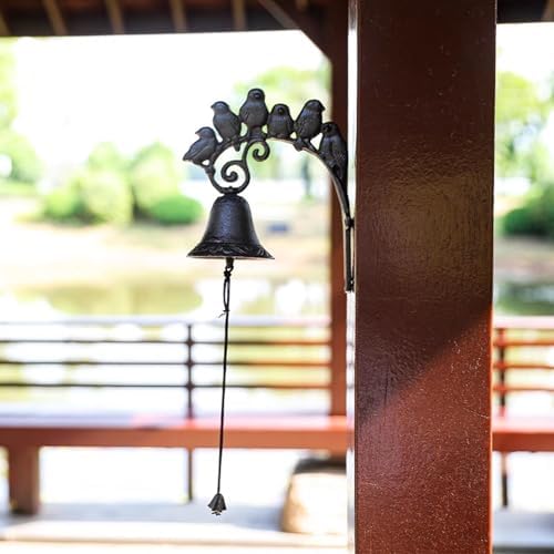 Cast Iron Doorbell, Sign with Birds, Metal Farm Hanging Bell for Outdoor Entryway Gate, Vintage Restaurant Dinner Bell - Image 2