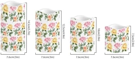 Yellow Pink Rose Flickering Flameless Candles Pillar LED Candles with Remote and Timer Set of 4 Color Changing Battery Operated Candles for Valentines Home Wedding Birthday Decoration - Image 2