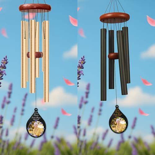 Personalized Photo Memorial Wind Chime Custom Name & Year, in Loving Memory Sympathy Gift, Remembrance Windchimes Outdoor Deep Tone Garden Patio Decor - Image 3