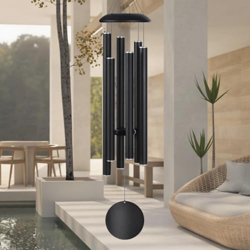 Suntimber Extra Large Wind Chimes for Outside Deep Tone,(Black,48") - Image 6