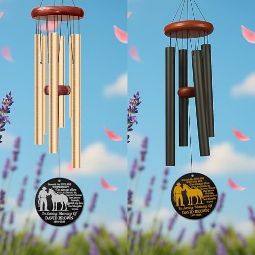 Personalized Memorial Wind Chimes for Outdoors Cowboy Horse Tribute Western Sky Sympathy Gift Custom Name Years for Loss of Loved One Dad Husband Ranch Keepsake Hanging Outdoor Remembrance - Image 3
