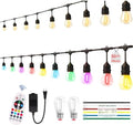 50FTOutdoor String Lights,24+2 LED RGBW Color Change,3000K Bright White | Heavy-duty commercial grade IP65 Waterproof, Dimmer & Remote, 12 Colors & 4 Modes, Outdoor Lights for Patio Backyard Decor by EIKOSON