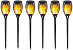 Flickering Solar Torch Lights 6 Pack, Dancing Flame Effect Garden Lamps with 12 LEDs, IP65 Waterproof Outdoor Landscape Lighting for Pathway Patio Lawn, Warm Light, Black by Unknown