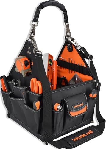 WELKINLAND 40-Pockets HVAC Tool Tote, 25L Open Top Electrician Tool Bag by WELKINLAND