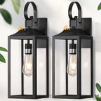 19" Large Dusk to Dawn Outdoor Lighting 2 Pack, Black Sensor Porch Lights by Yolsunes