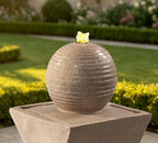 34" Twisted Pillar Water Fountain with Sphere Top, Sand Beige - Image 3
