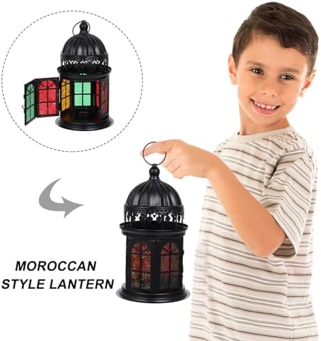 Moroccan Style Colorful Glass Tealight Candle Holder Hanging Lantern - Image 2
