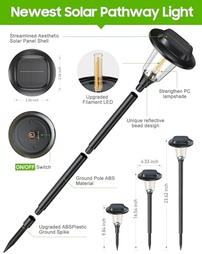 2026 New Solar Pathway Lights, 12 Pack Solar Lights Outdoor, Waterproof IP65, Upgraded Bright LED, Auto On/Off, Modern Garden Lights, Solar Powered Light for Yard, Lawn, Walkway, Driveway, Patio Decor - Image 3