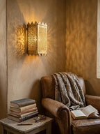 Set of 2 Moroccan Brass Wall Lamp Sconce Home Decor, Handmade Lighting Copper Metal Lights Turkish Lamp, Ramadan Candle Lantern, Candle Holder, Indoor Outdoor, Patio, Porch, Shelf, Garden (Tower) - Image 4