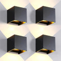 4 Pack LED 20W Outdoor Wall Lights Exterior/Interior 3 Colors Adjustable Wall Sconce Up and Down Light Porch Lights IP65 Waterproof Exterior Wall Sconce Modern Outdoor Lighting Square Aluminum Black by MilleLucciole