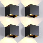 4 Pack LED 20W Outdoor Wall Lights Exterior/Interior 3 Colors Adjustable Wall Sconce Up and Down Light Porch Lights IP65 Waterproof Exterior Wall Sconce Modern Outdoor Lighting Square Aluminum Black by MilleLucciole