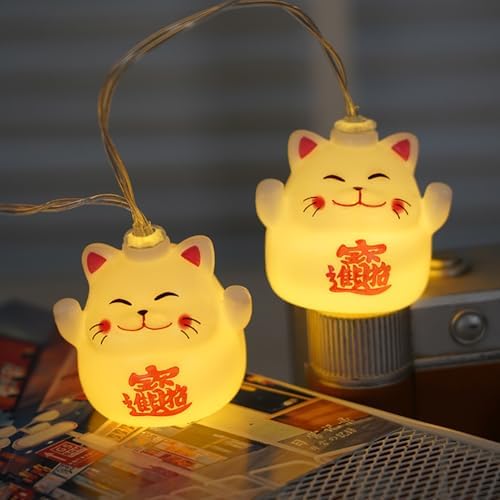 CAKERS Cute Cartoon Cat String Lights|Creative Luminous Night Light|LED Warm White Copper Wire Lights|Hanging Fairy Lights for Bedroom Party Decor,B,10m(32.8ft)-80LED-USB - Image 4