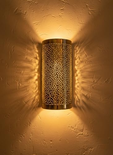 Moroccan Brass Wall Lamp Sconce Home Decor, Handmade Lighting Copper Metal Lights Turkish Lamp, Ramadan Candle Lantern, Candle Holder, Indoor Outdoor, Patio, Porch, Shelf, Garden (Galaxy) - Image 3